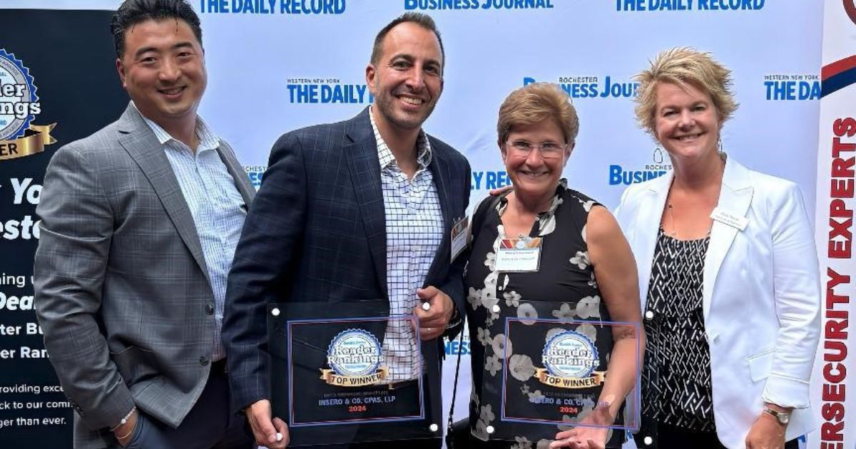 Ben Vassallo, Dave Mandrycky, Nancy Catarisano, and Pam Mertz at the 2024 RBJ Rochester Reader Rankings Celebration