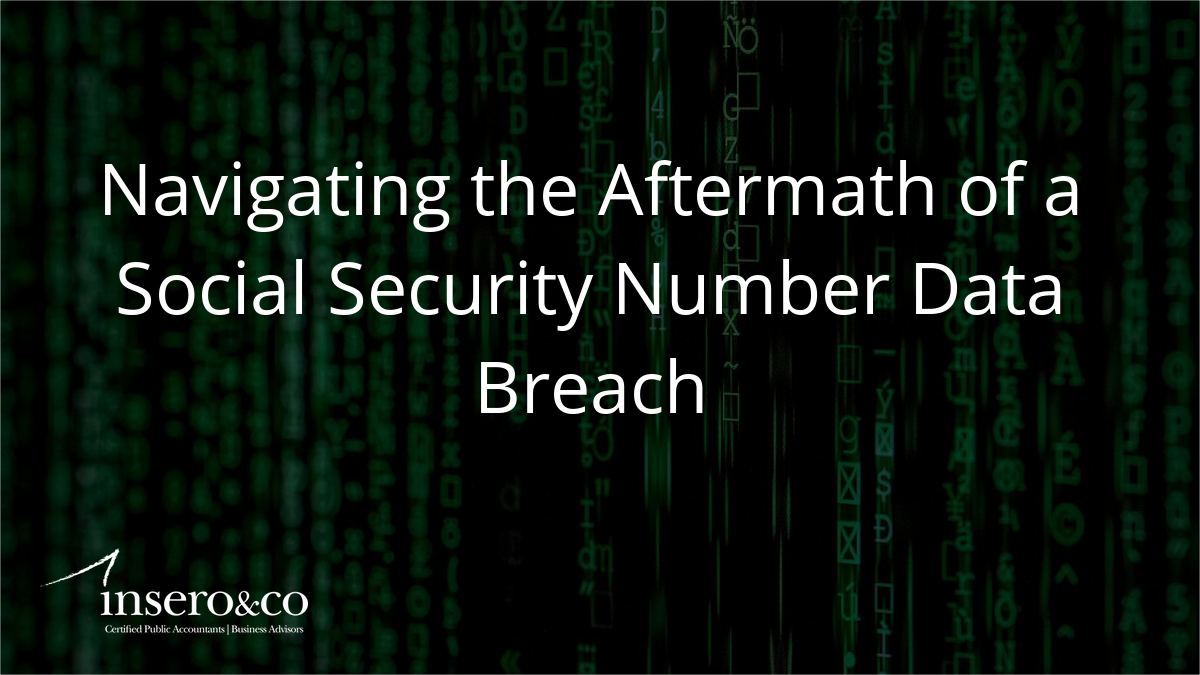 text on a background of green computer code: navigating the aftermath of a social security number data breach