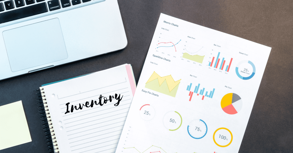 Charts and graphs of cash flow and inventory management